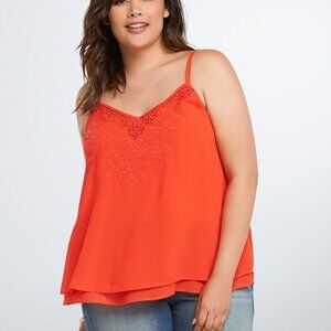 Torrid Embroidered Chiffon Cami Top 2x red